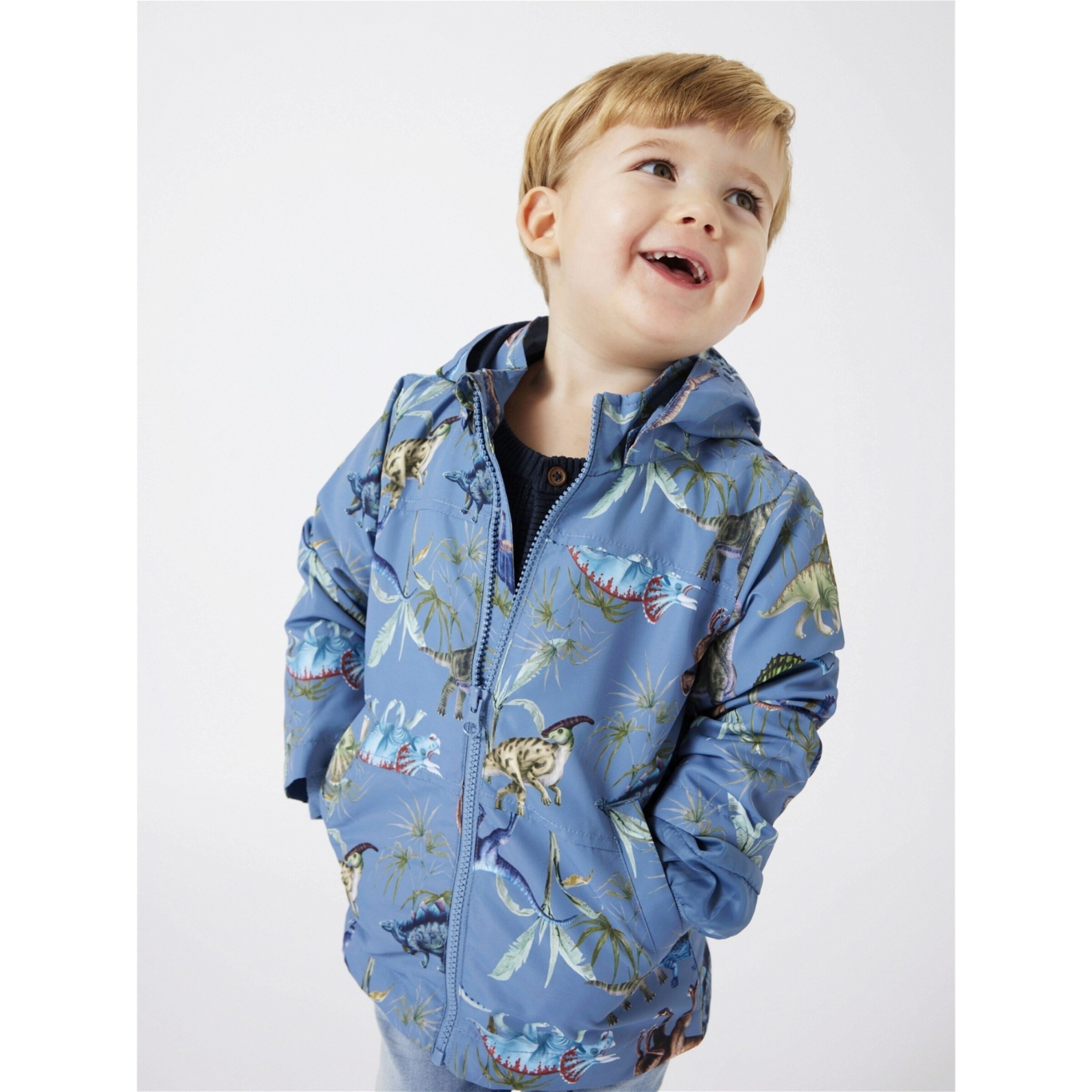 NAME IT Windbreaker mit Kapuze Dinos blau/bunt