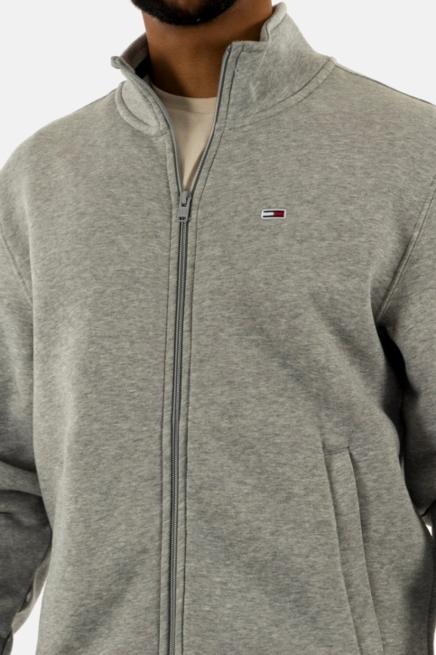 Sweat tommy jeans reg fleece zip p6n grey htr