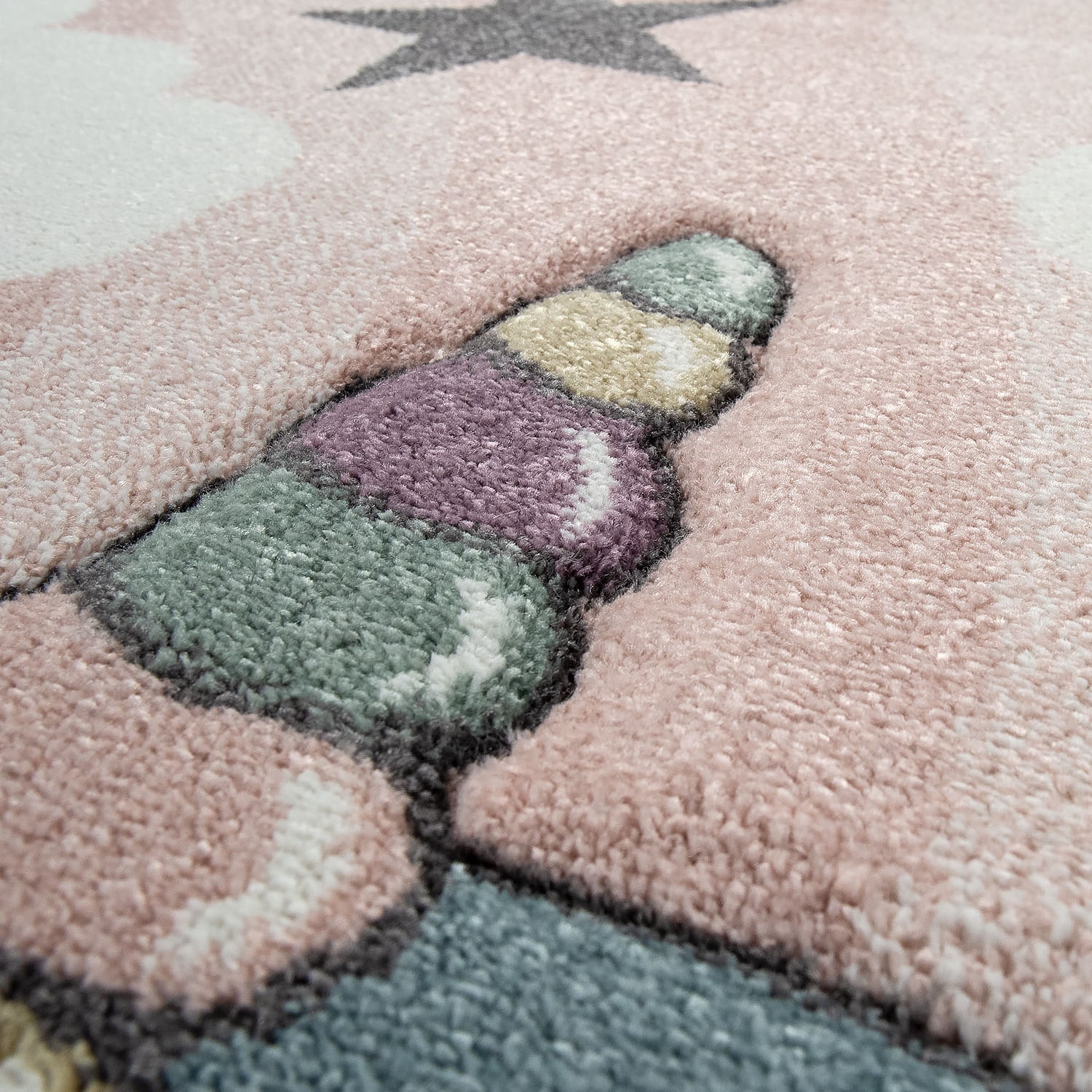 Paco Home Kinderteppich »Cosmo 395« rund 12 mm Höhe 3D-Design, niedliches Einhorn Motiv, Pastell-Farben, Kinderzimmer