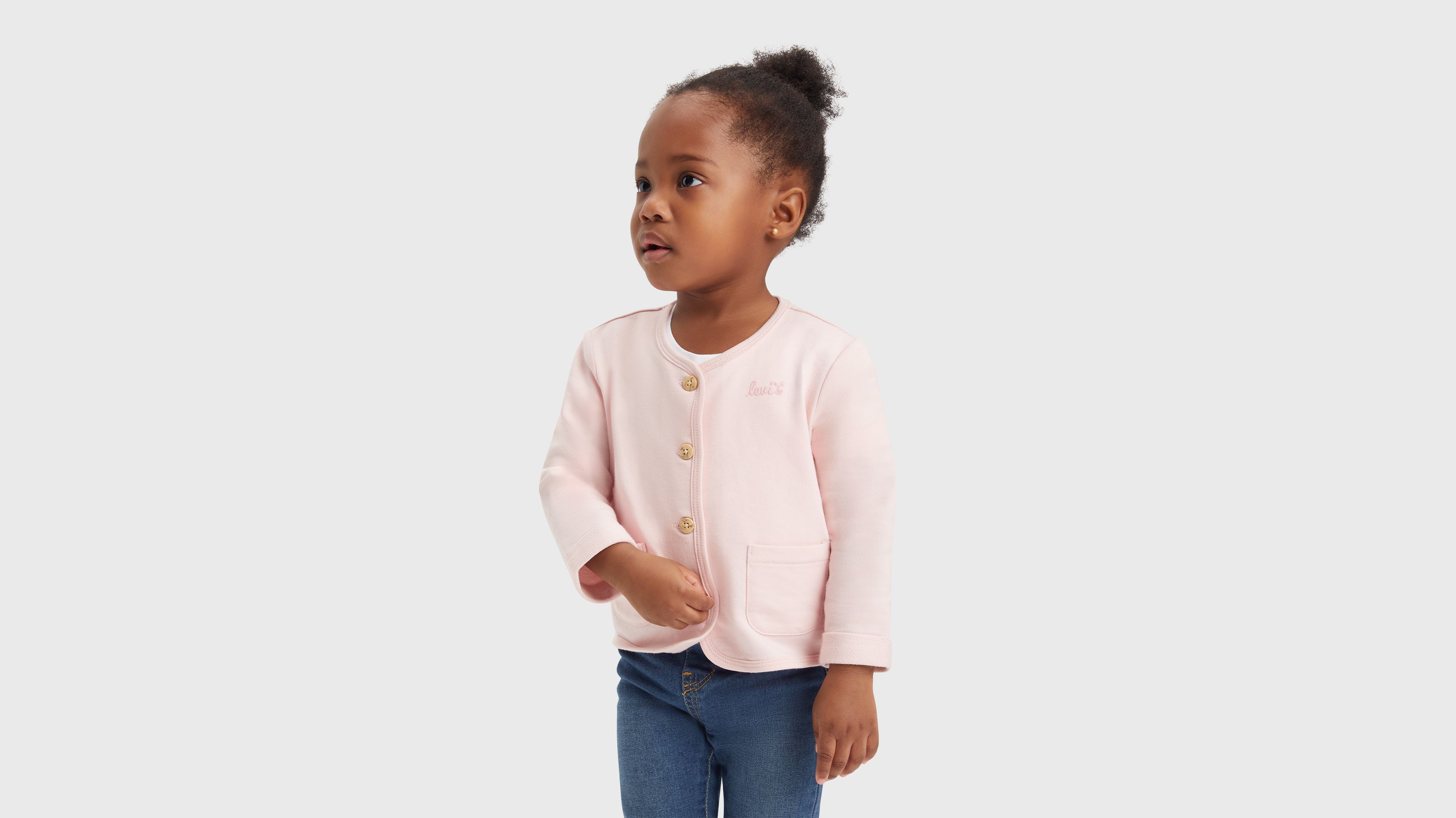 French Terry Cardigan - Chalk Pink - Rose