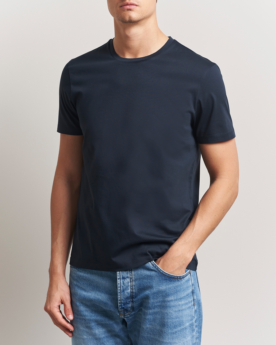 BOSS BLACK Tessler Mercerized Crew Neck T-Shirt Dark Blue