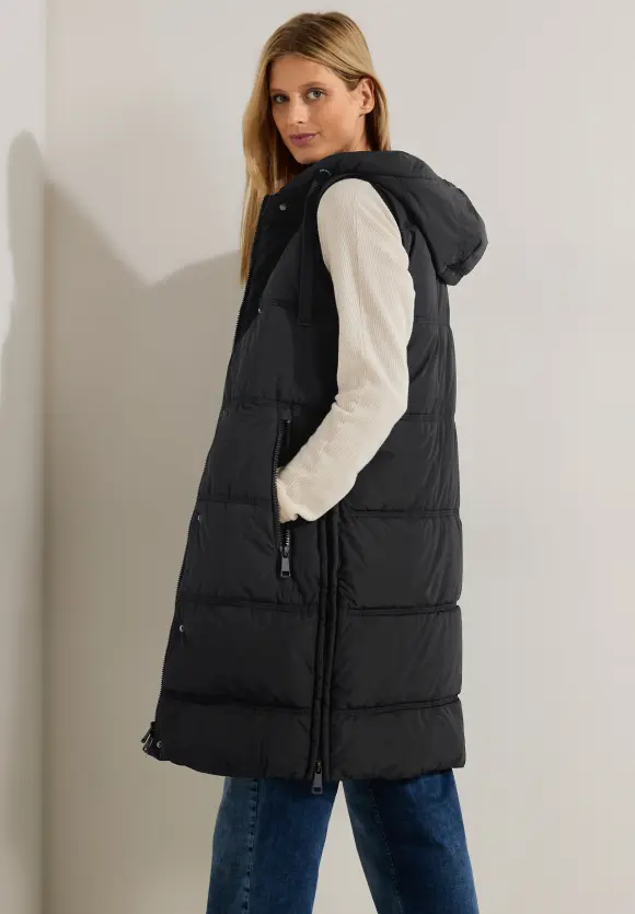 Lange Steppweste - Black