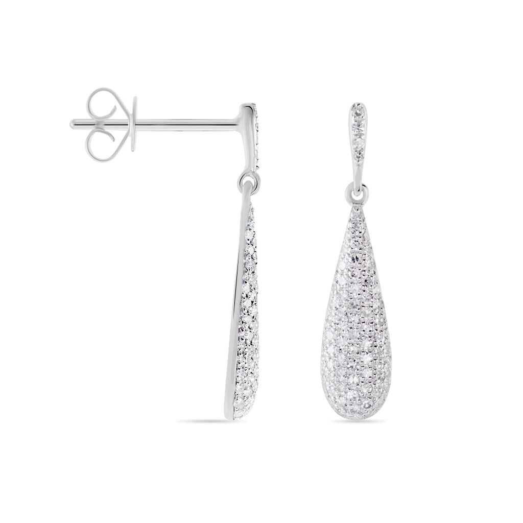 Boucles D'oreilles Puces Celine Or Blanc Diamant