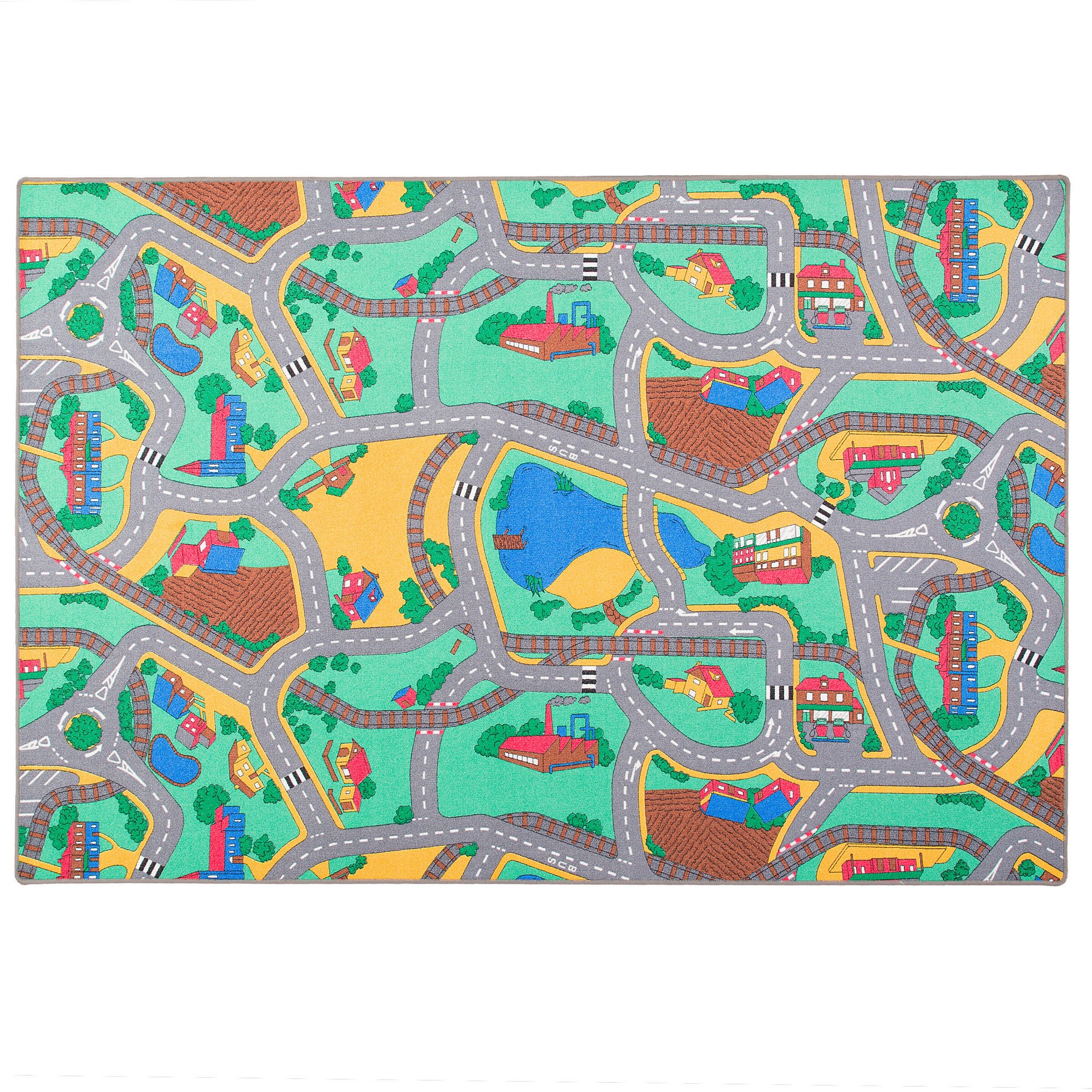 Snapstyle Kinder Spiel Straßenteppich Bunt - 160x200 cm