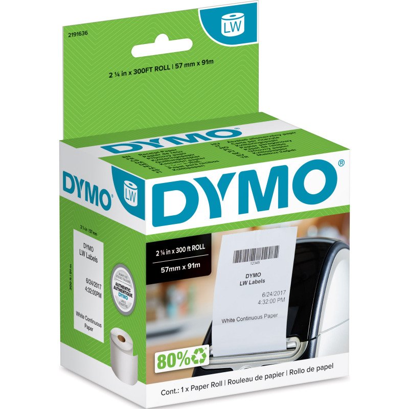 Rouleau de papier continu 57 mm x 91 m Dymo