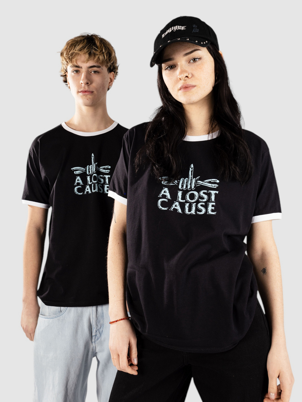 A Lost Cause Razor Ringer T-Shirt black/white