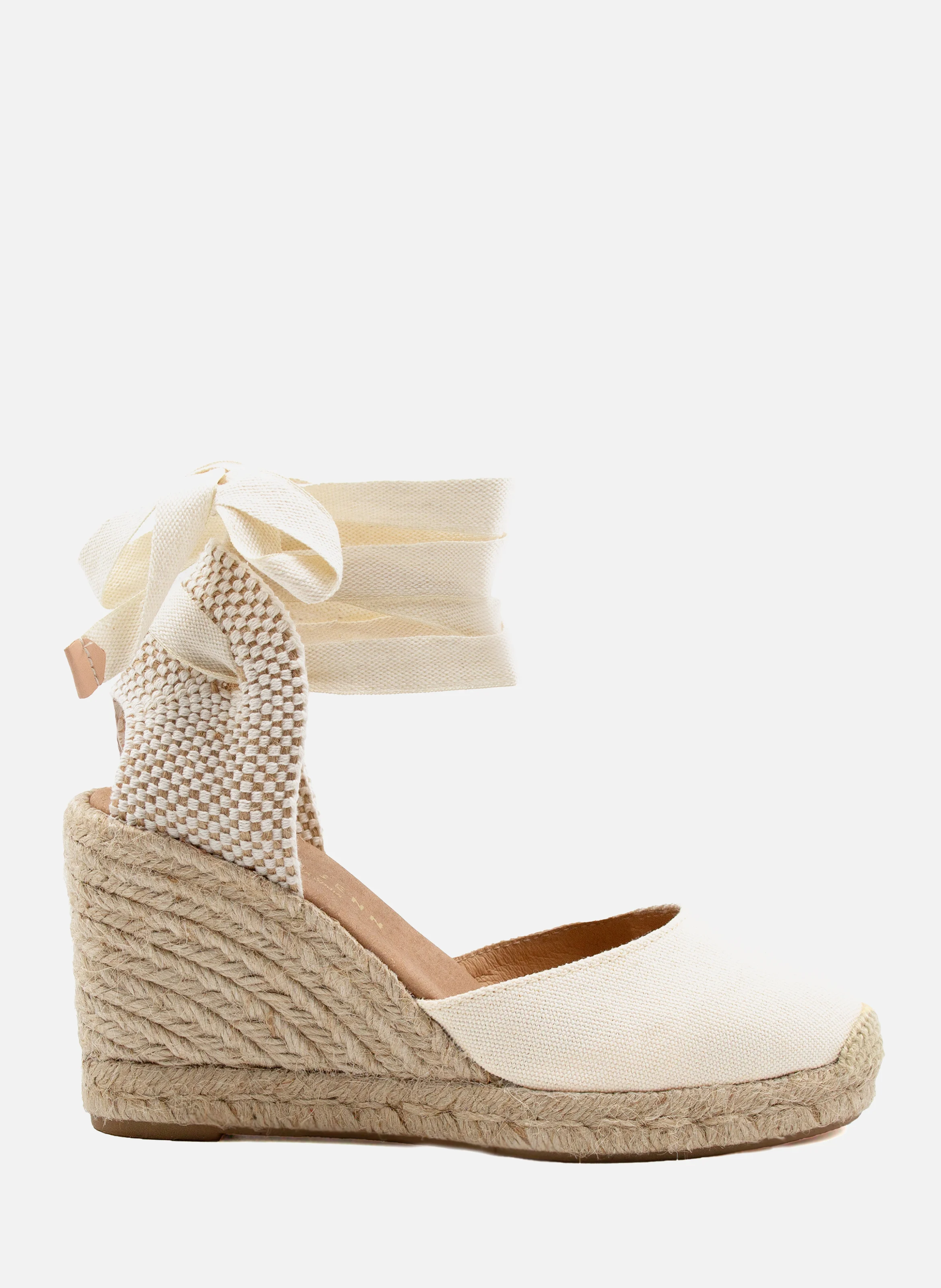 Espadrilles compensées lacées toile recyclée | Beige