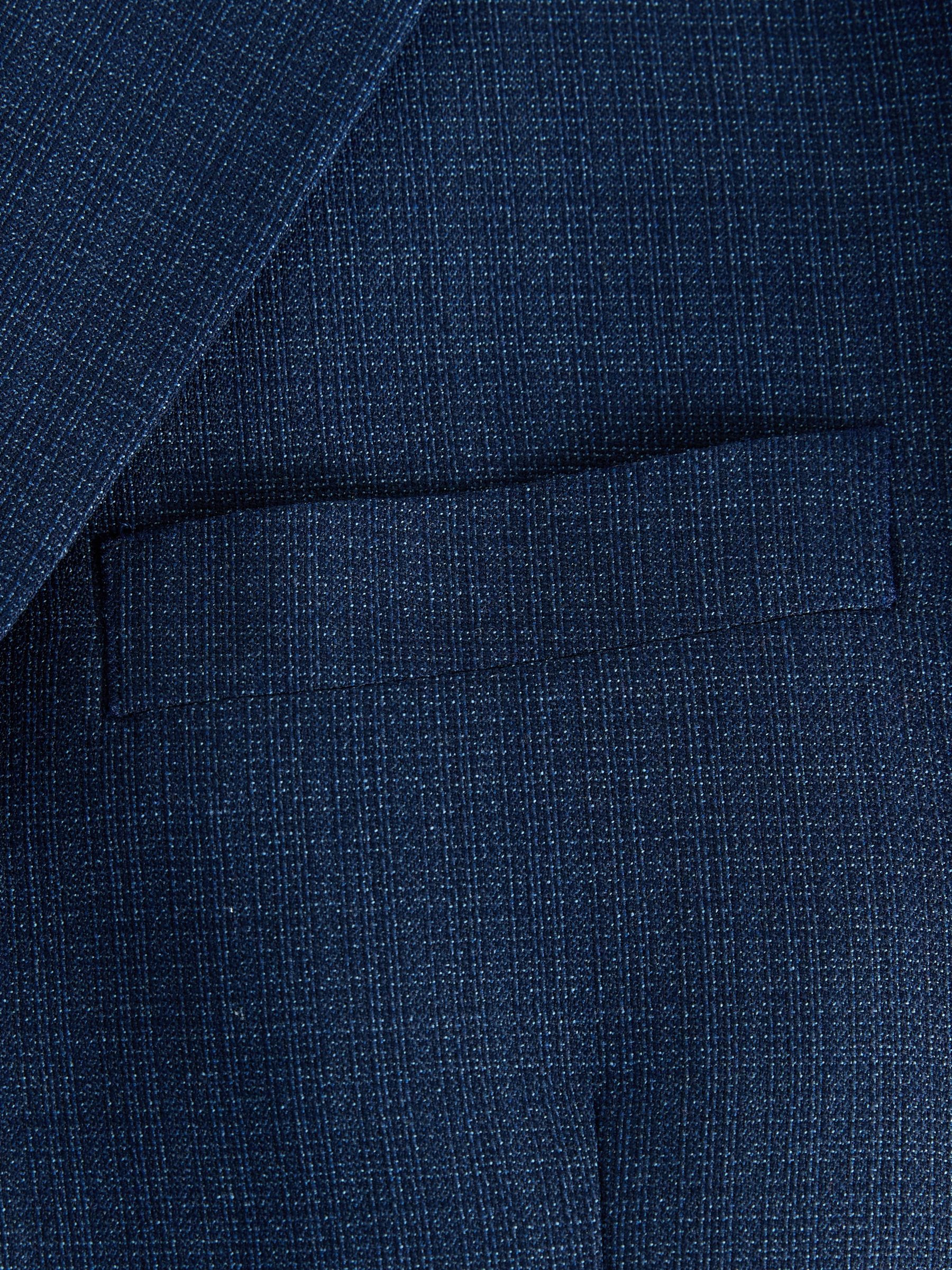 Blauw - Tailored fit - Colbert van wolmix met textuur