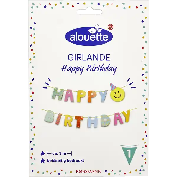 Happy Birthday Girlande sortiert