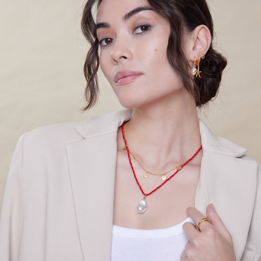 Orelia Jewellery Faceted Bead & Jumbo Pearl Necklace