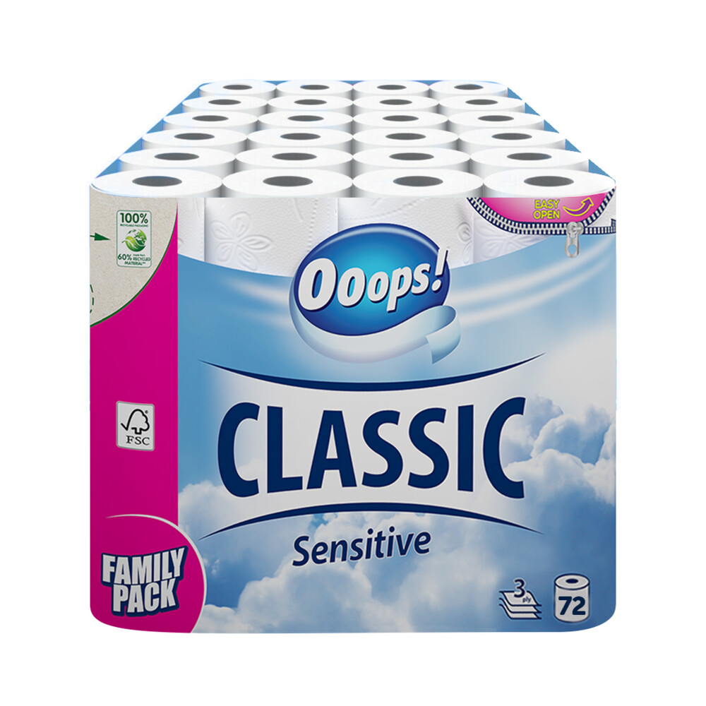 3x Ooops! Toiletpapier Classic Sensitive 3-laags24 stuks