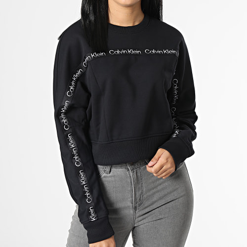 Sweat Crewneck A Bandes Femme Crop GWF2W300 Noir