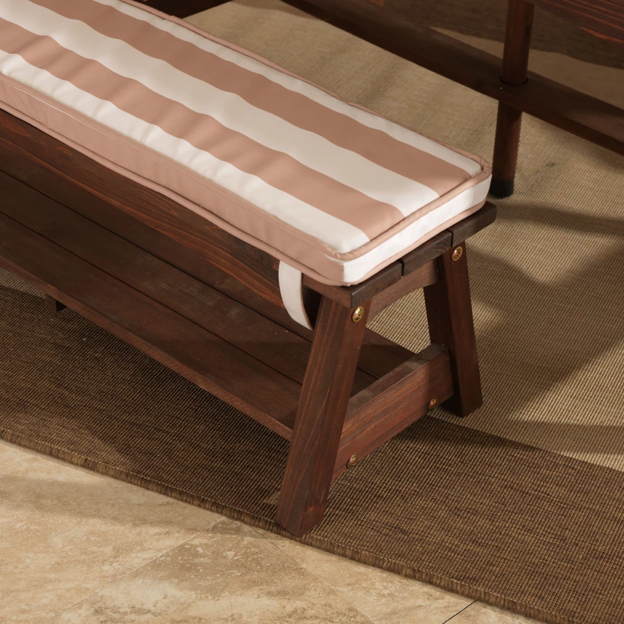 Kidkraft® Kinder Gartengarnitur mit Bänken, Kissen und Sonnenschirm, beige