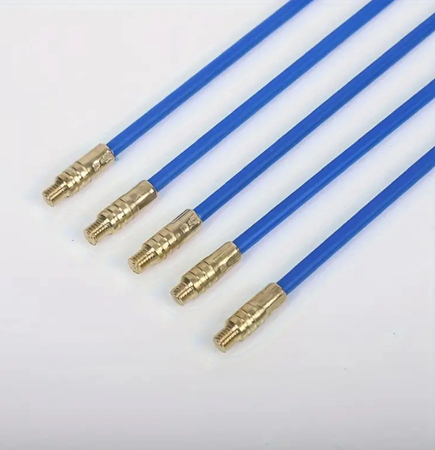 (16-tlg. Set) 33cm Glasfaser Einziehhilfe Fiberglas Kabelzieher Draht Angelset Elektronik Werkzeug - Blau / Gold
