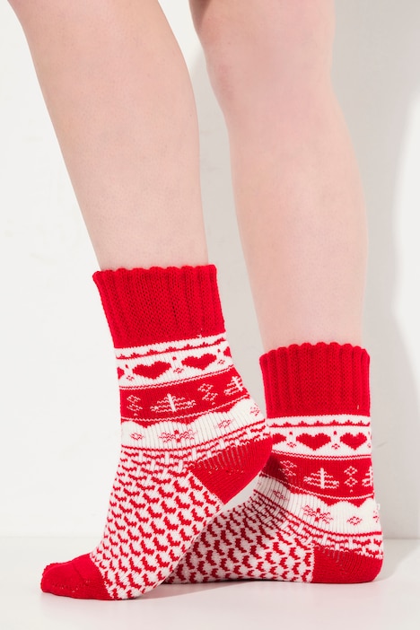 Kuschelsocken, Weihnachtsmuster, Rippbündchen