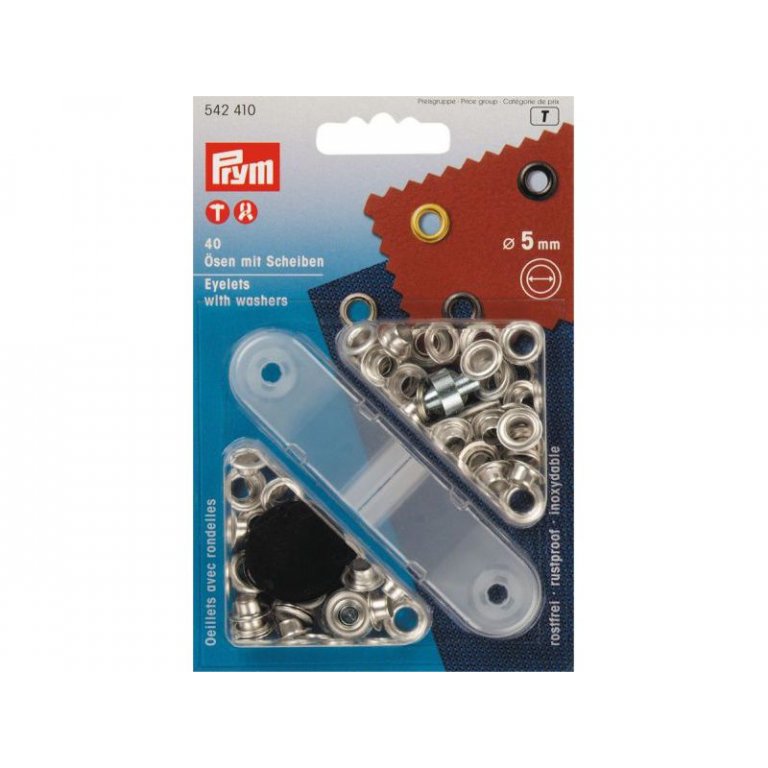 Prym Öse mit Scheibe, Messing vernickelt