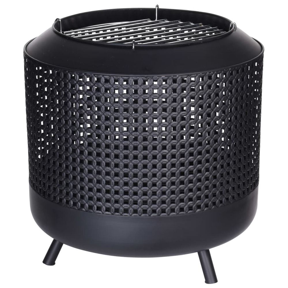 Panier à feu avec grille de barbecue 50x51 cm noir