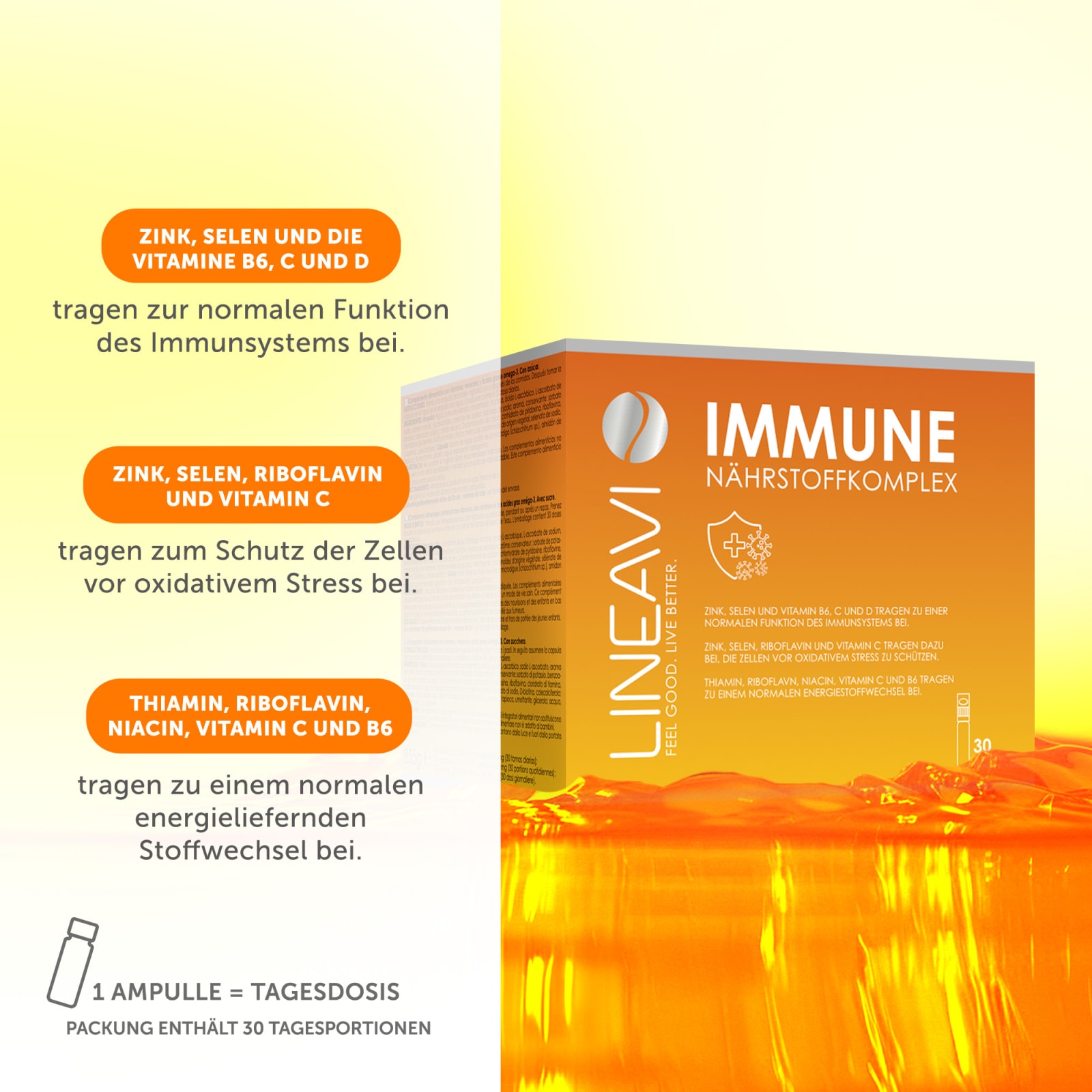 LINEAVI Immun 2-Monatspackung (2x30 Trinkfläschchen + 2x30 Omega 3 Kapseln)