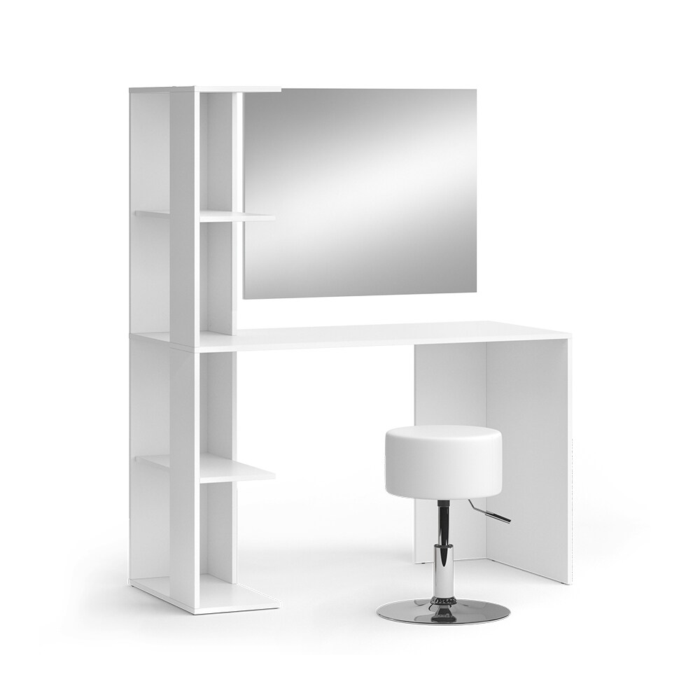 Vicco Schminktisch Tower Weiß 122 x 55 cm mit Spiegel und Hocker