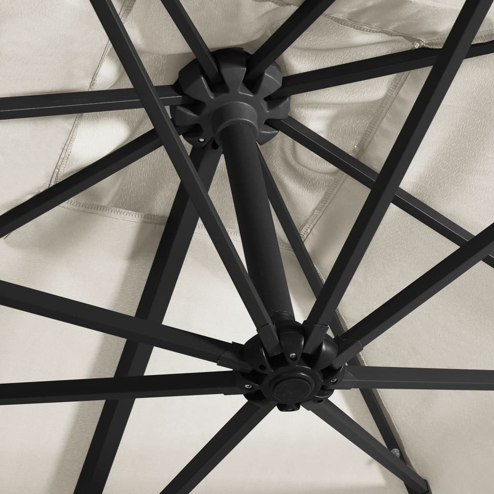 Parasol déporté avec led et mât en acier 250 x 250 cm sable