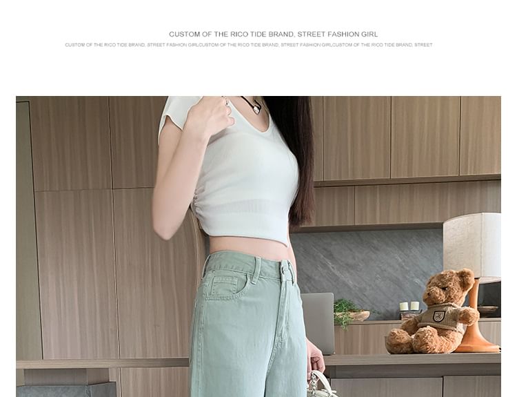 Luminato - Hoge taille cropped straight leg jeans
