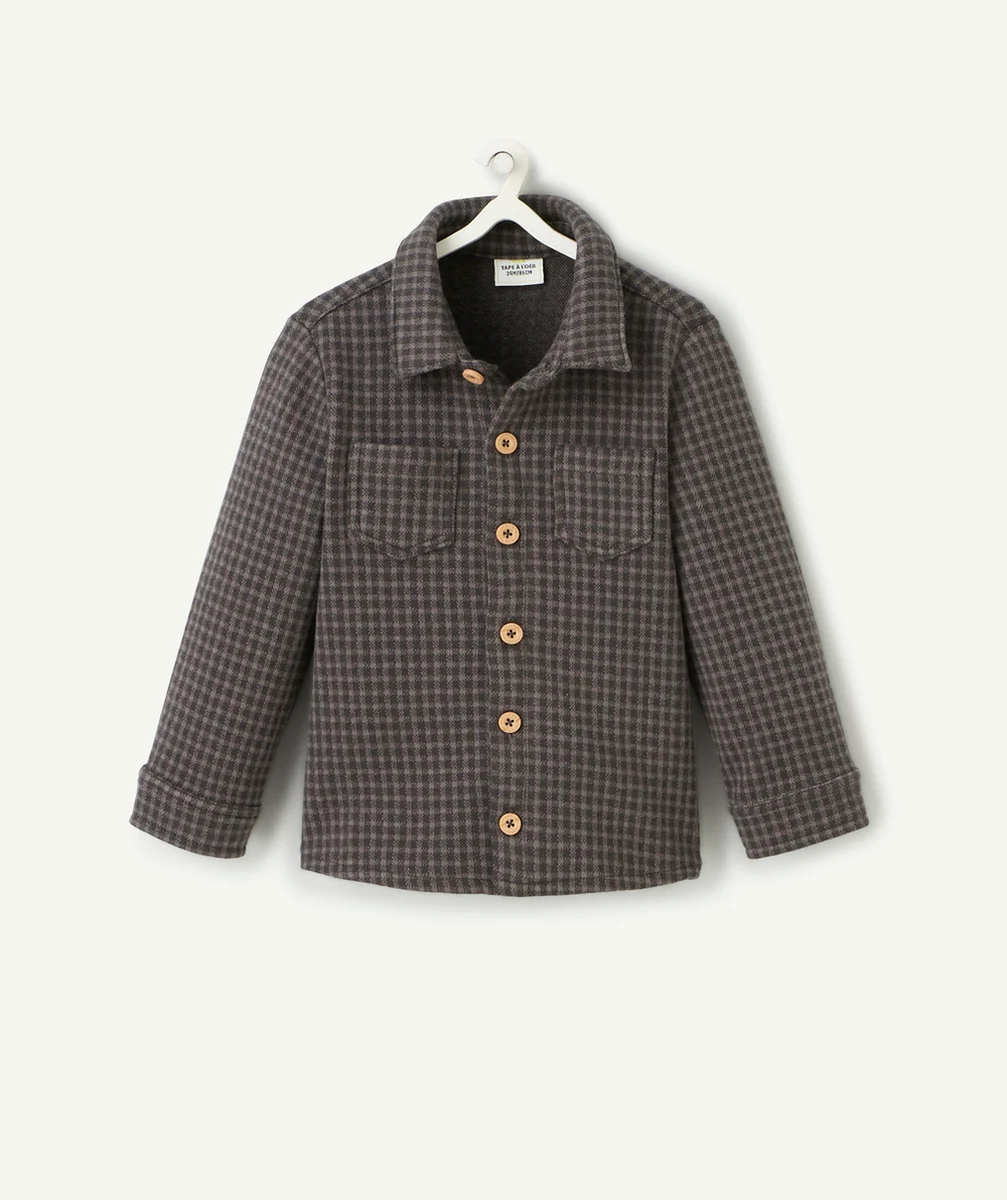 CHEMISE À CARREAUX BÉBÉ GARÇON GRIS ET NOIR AVEC POCHES