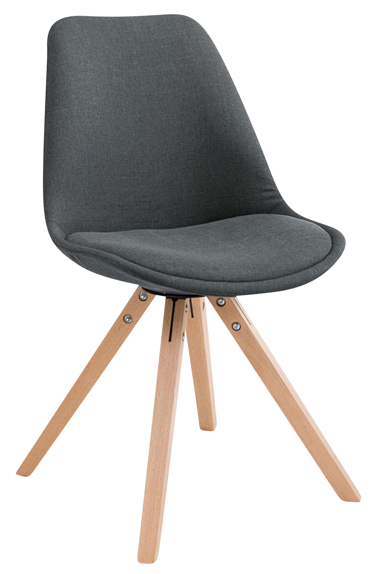CLP 4er Set Esszimmer-Stuhl Toulouse Stoff Square mit Stoffbezug und hochwertigem Sitzpolster I Mit Stabilem Holzgestell I Sitzhöhe 48 cm