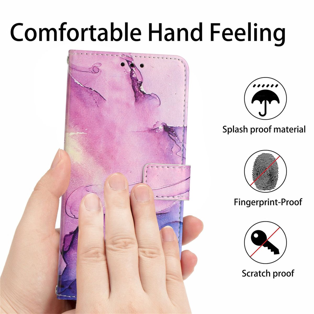 Hülle für Apple iPhone 15 Pro Handy Schutz Case Cover Klapp Tasche Marmor Etuis