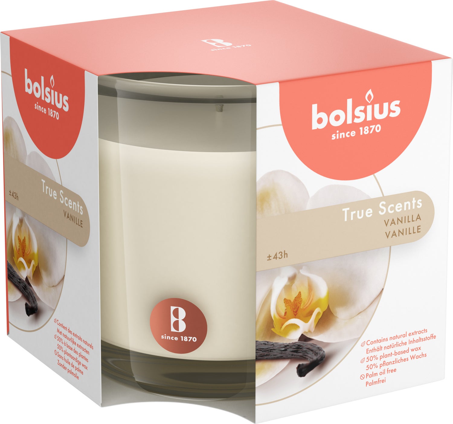 Bolsius geurkaars True Scents Vanille wit 43 uur D 9,7 H 9,9 cm
