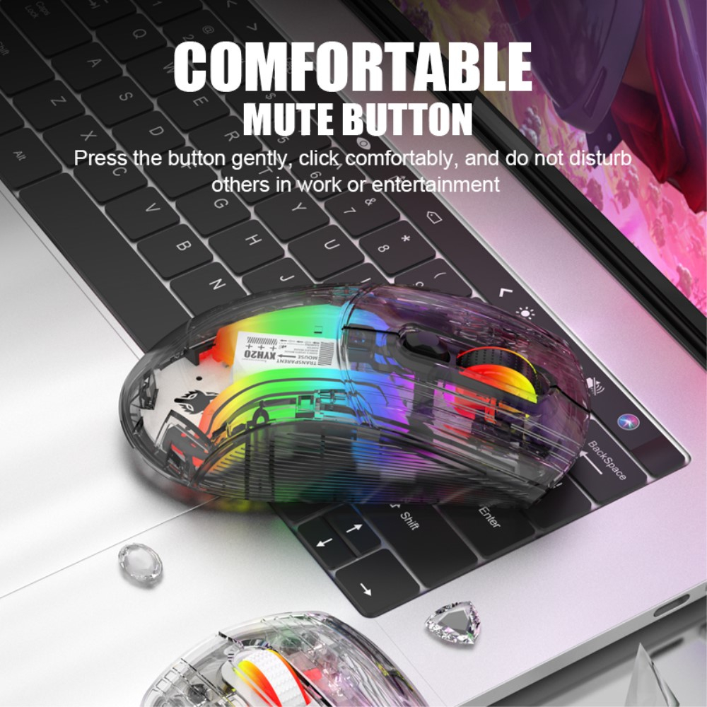 2.4GHz / Bluetooth 5.0 Wireless Optische Gaming Maus 2400 DPI mit Akku (500 mAh) / 7 Tasten und RGB - Schwarz
