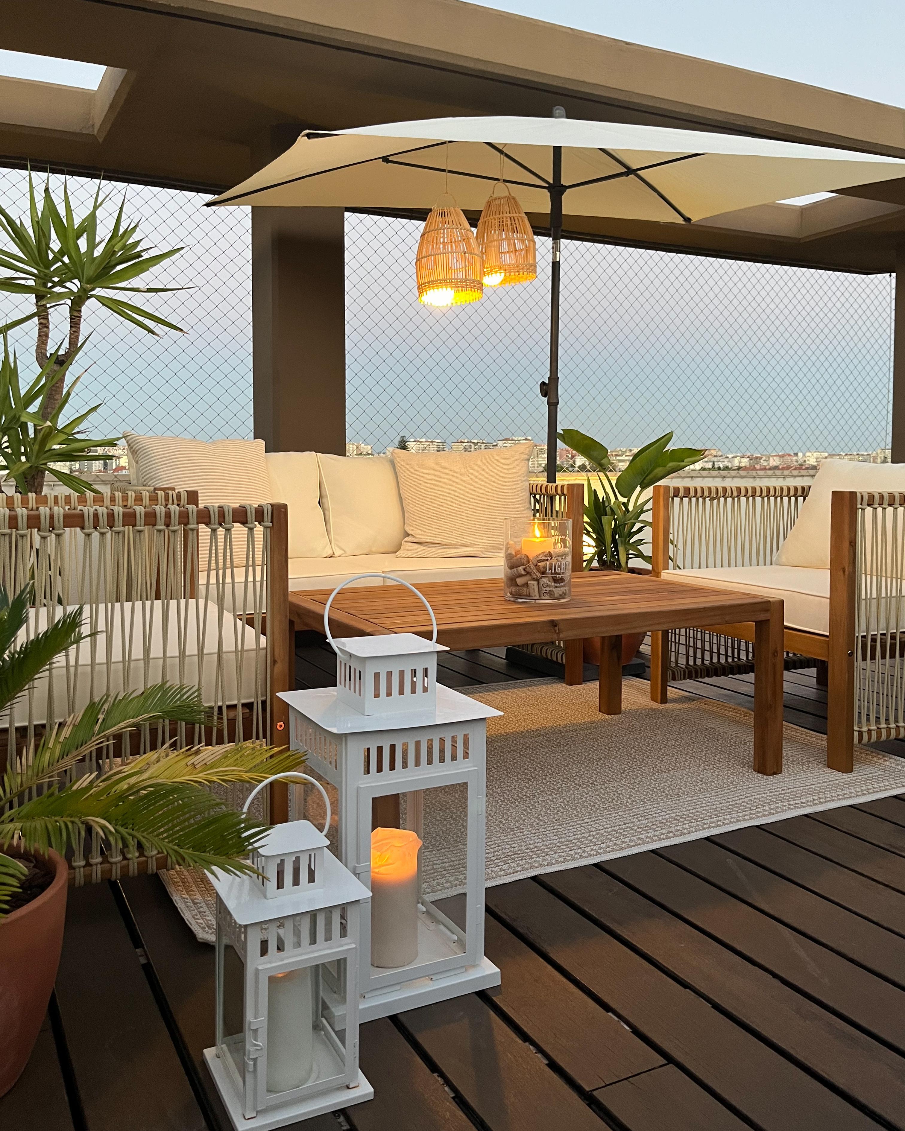 Loungeset met tafel 4-zits ANTRIA Acaciahout Beige