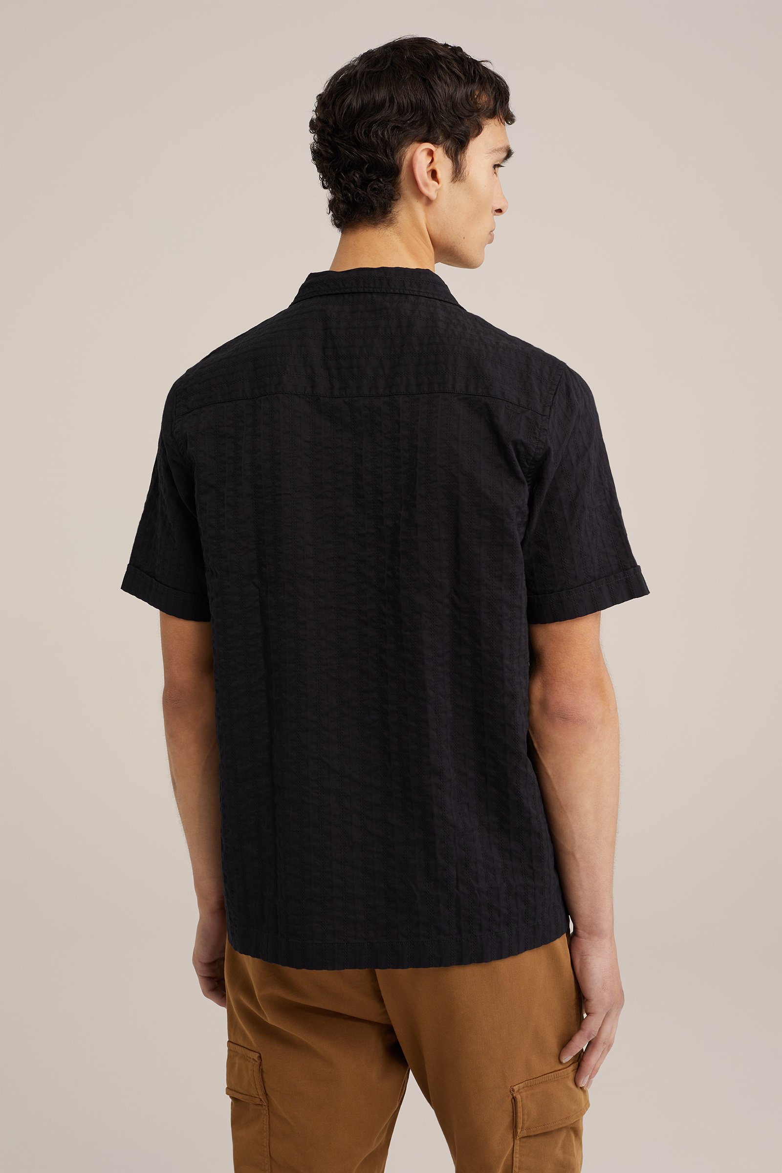 boxy fit overhemd met structuur WE Fashion Zwart