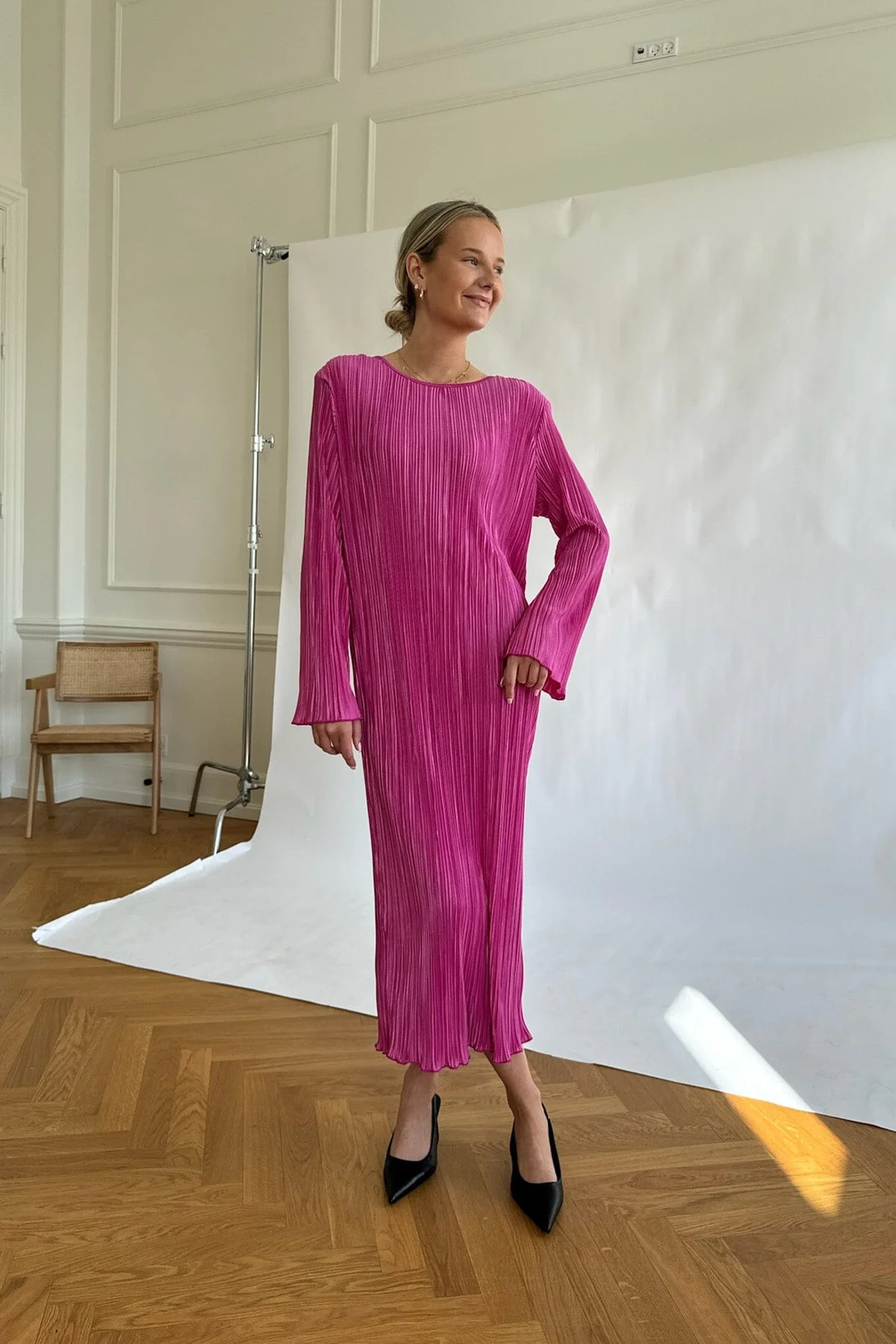 BYIC Kellyic Long Plissé Dress fp fuchsia pink