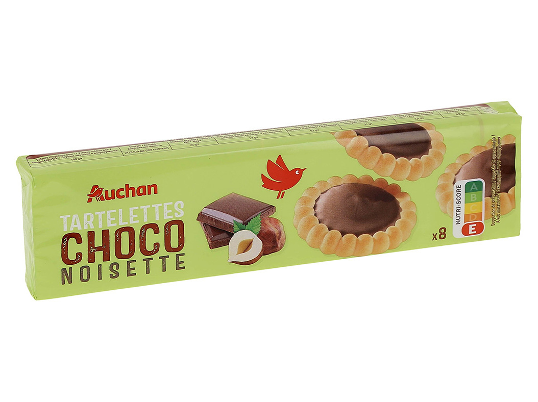 TARTELETES AUCHAN REDONDAS CHOCOLATE E AVELÃ 8UN 150G