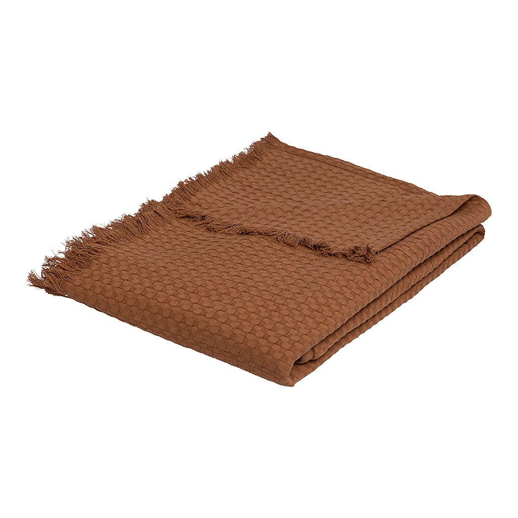Jeté de lit Widdy terracotta coton 130x180cm