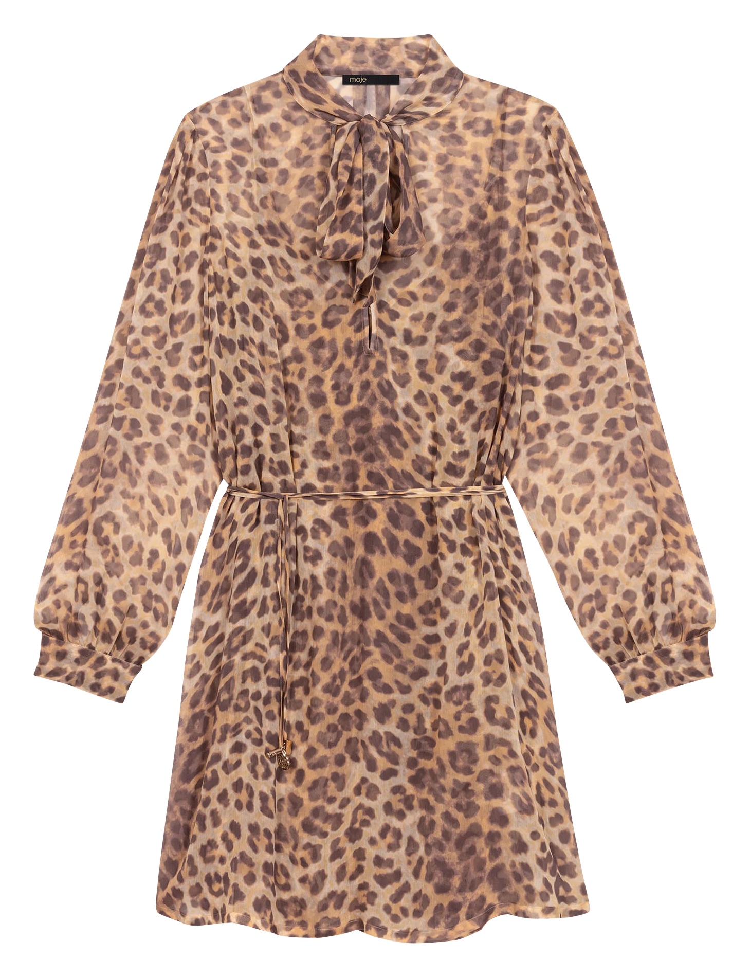 Robe courte col lavallière imprimée| Multicolore