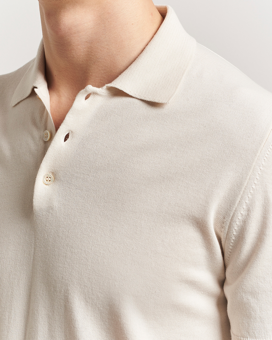 Altea Short Sleeve Cotton Polo Off White