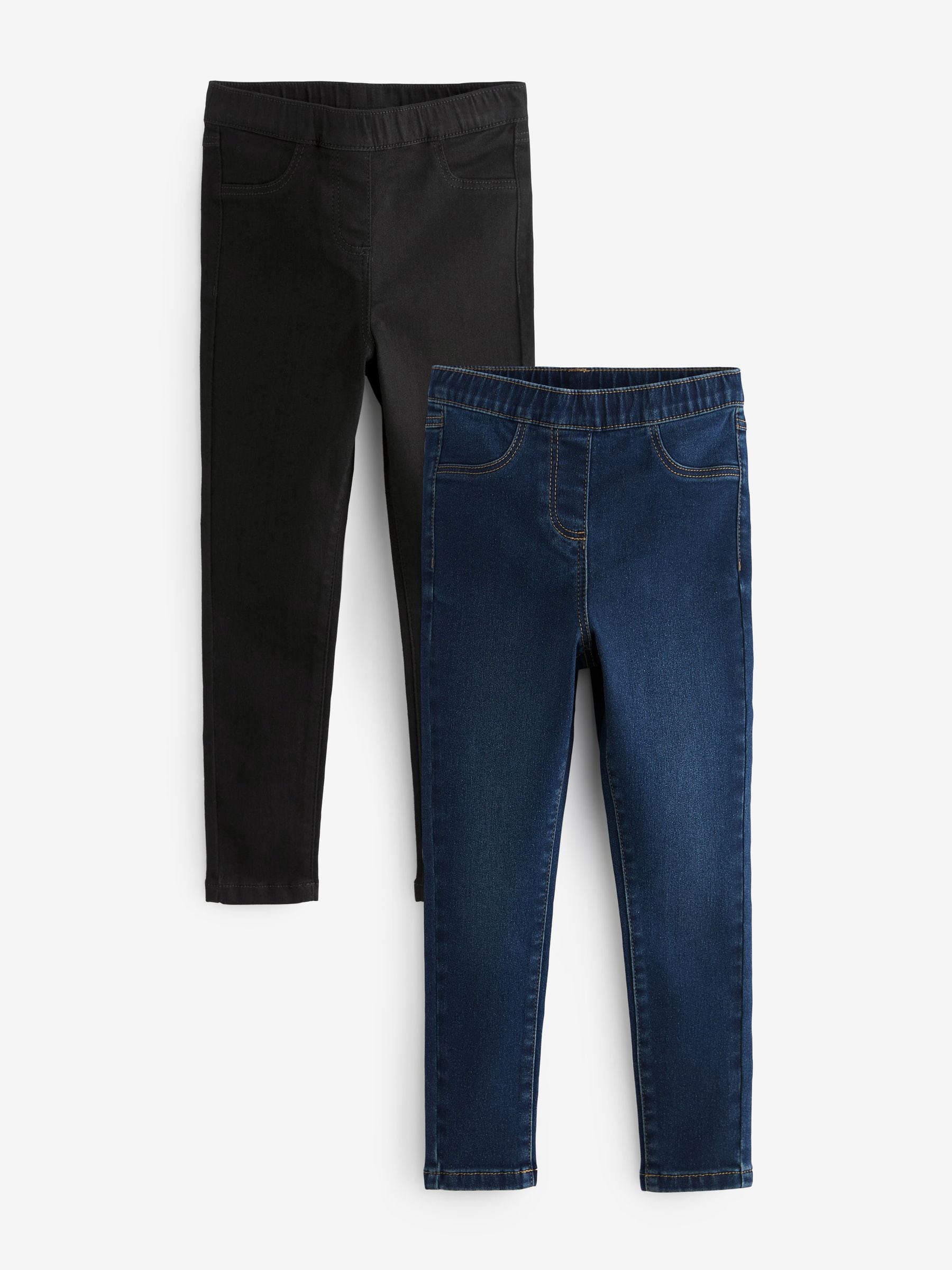 Black/Dark Denim - Set van 2 jeggings met elastische taille (3-16 jr)