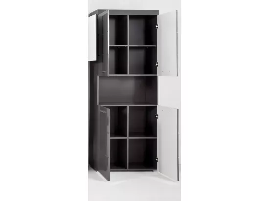 Meuble de salle de bain mélaminé - Meuble Colonne. Gris. L-H-P : 73 - 190 - 31 cm