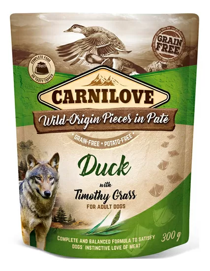 Carnilove Pouch Pate vådfoder m. and & timothegræs - 300g.