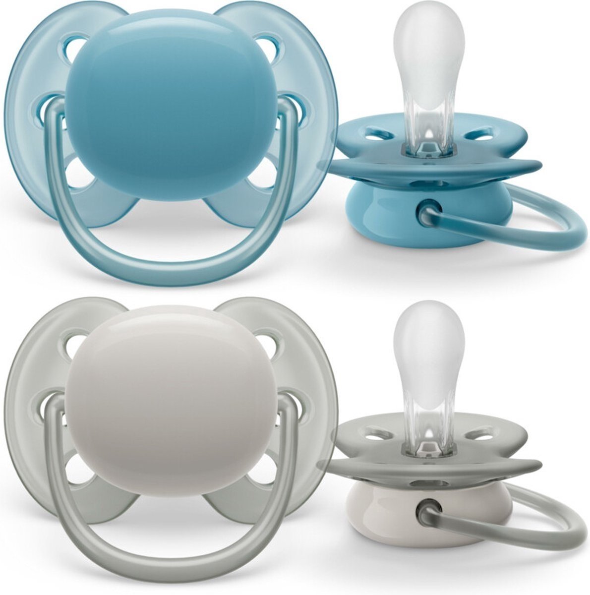 Avent Fopspeen 6-18M Ultra Soft Blauw/Grijs (2 stuks)