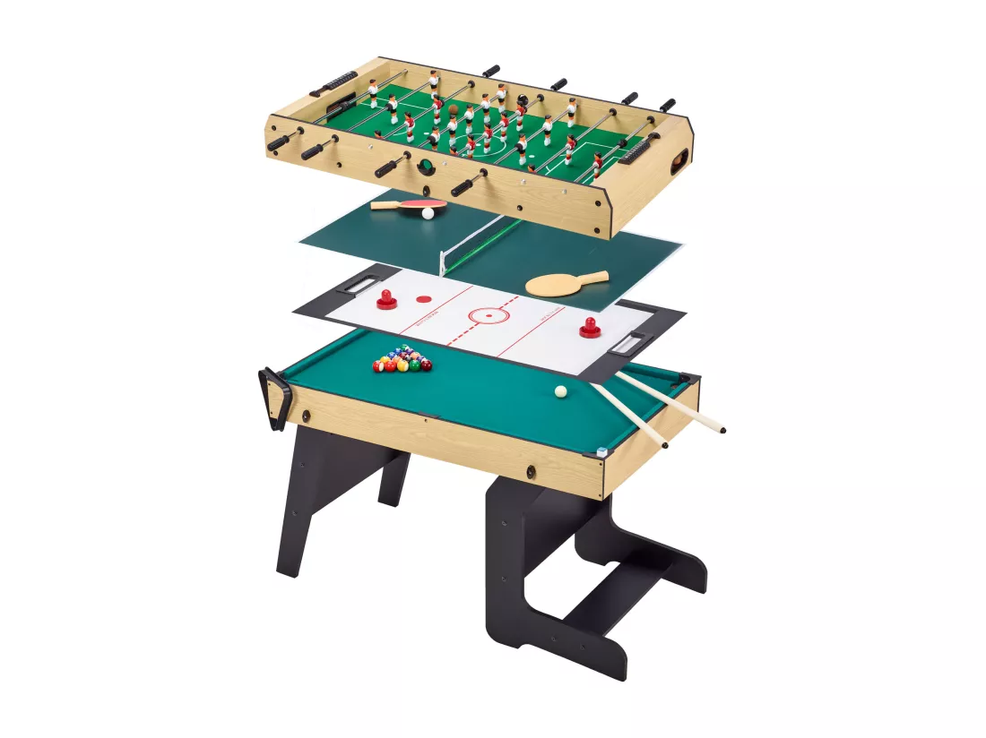 Table multi jeux pliable 4 en 1 adulte - Baby-foot - Billard - Ping Pong - Hockey