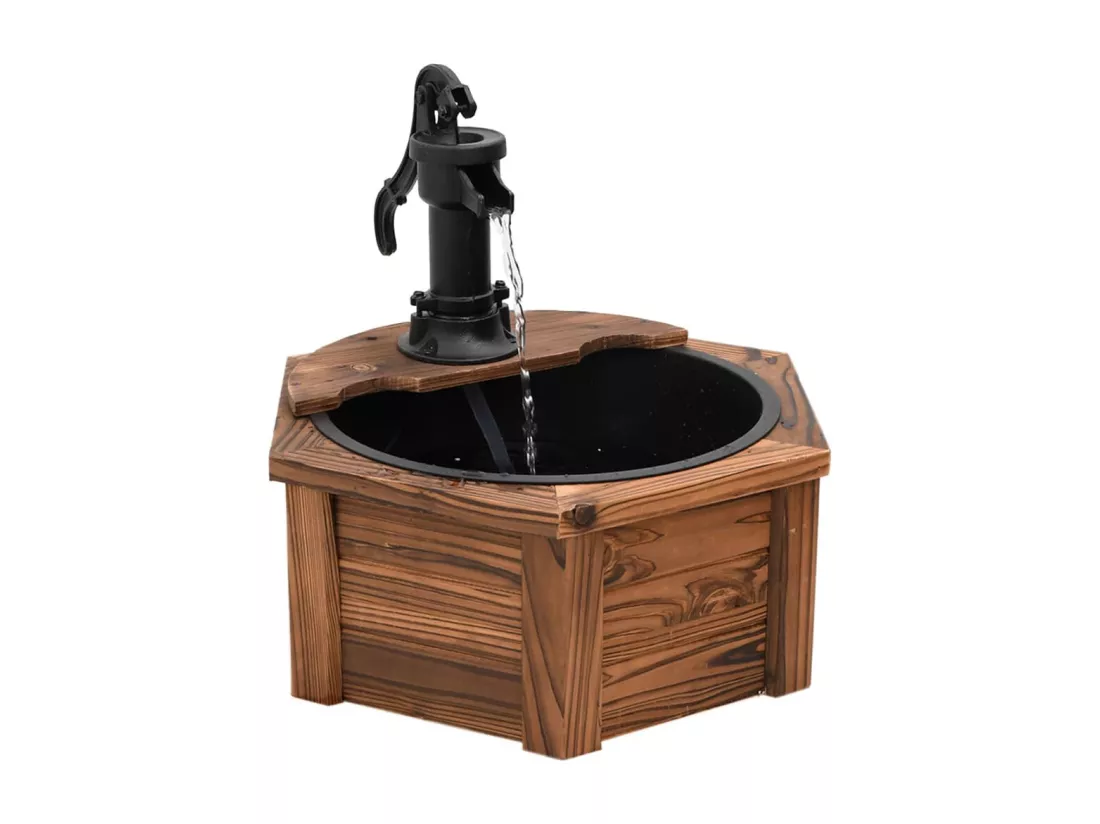 Fontaine à eau avec pompe 57x57x53 Bois de sapin massif