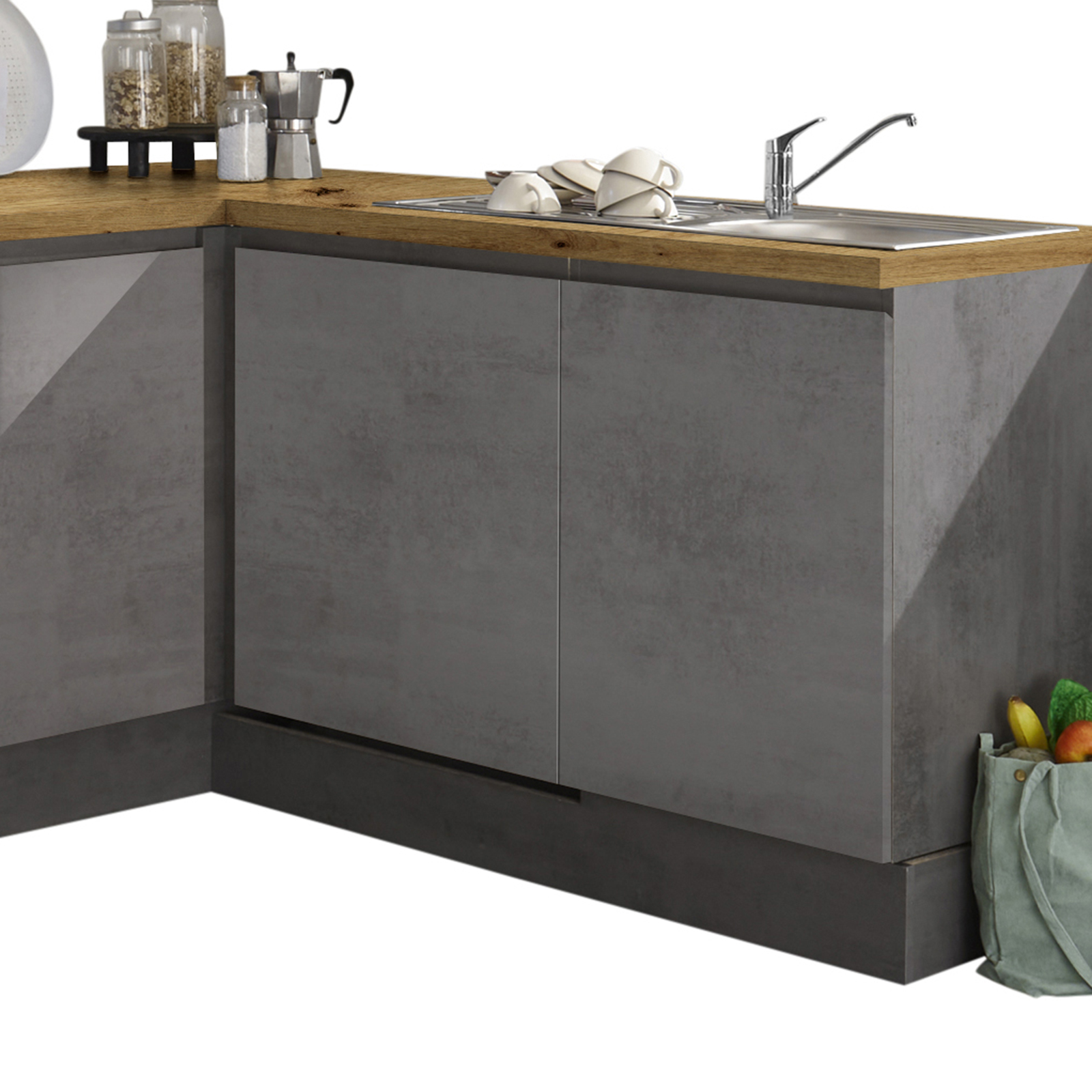 Winkelküche - Artisan Eiche - Chromix anthrazit - 250x170 cm