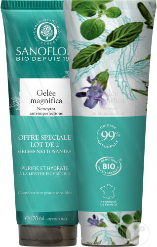 Sanoflore Gelée Magnifica Nettoyant Anti-Imperfections Bio Peaux Mixtes Grasses 2x120ml