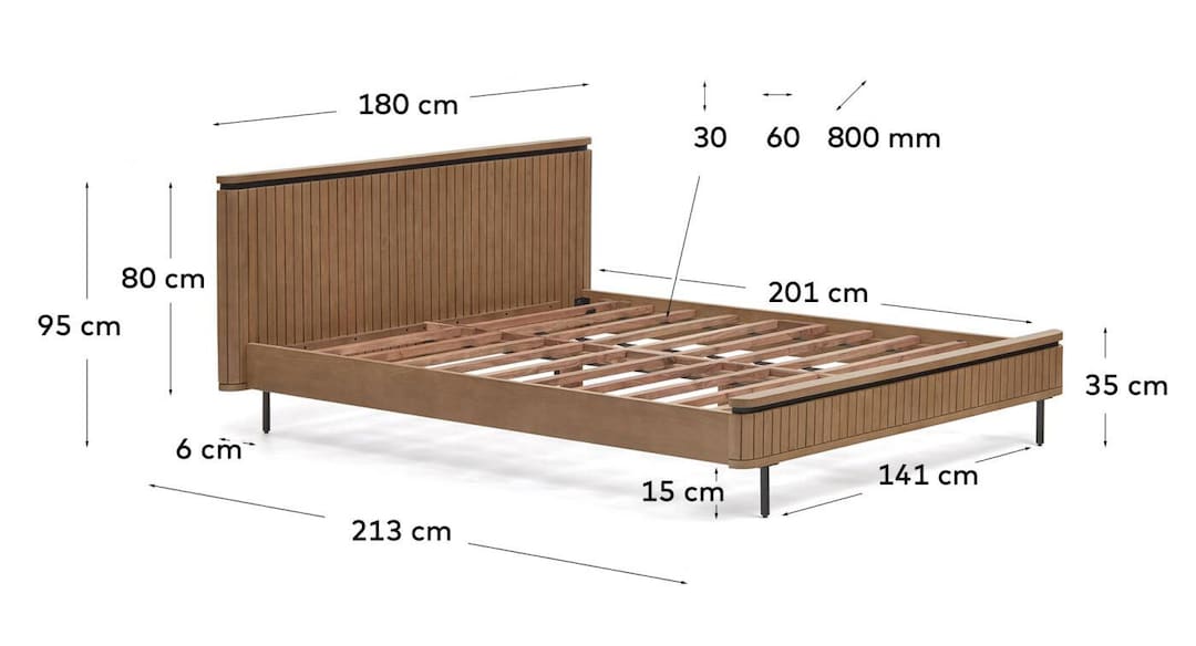 Kave Home Bett LICIA 160 x 200 cm braun/ schwarz