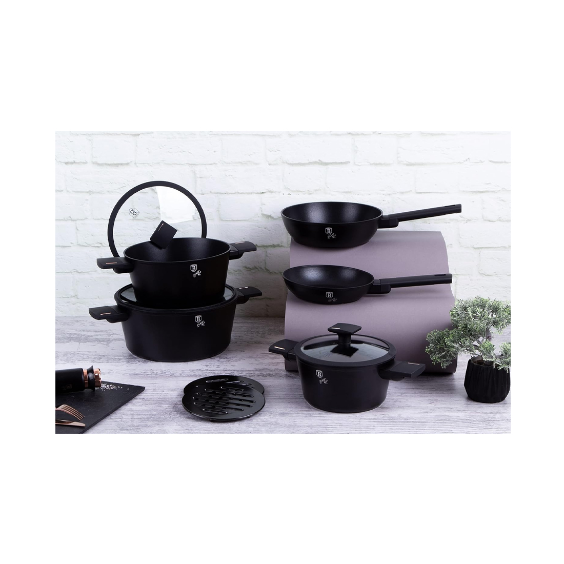 Berlinger Haus 10-teiliges Kochgeschirr-Set Matte Black Collection