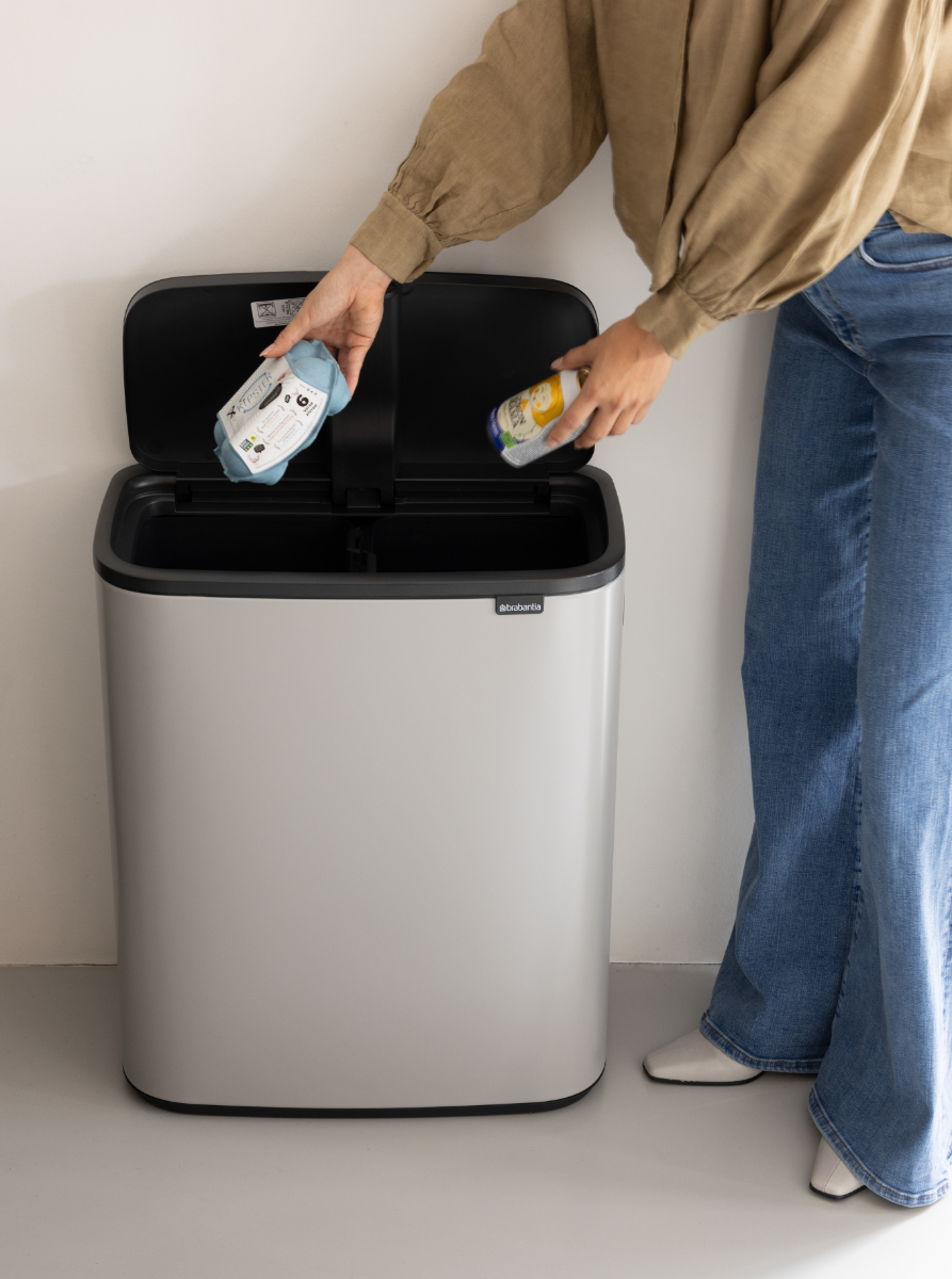 Bo Touch Bin, met 2 binnenemmers, 2 x 30 liter - Soft Grey