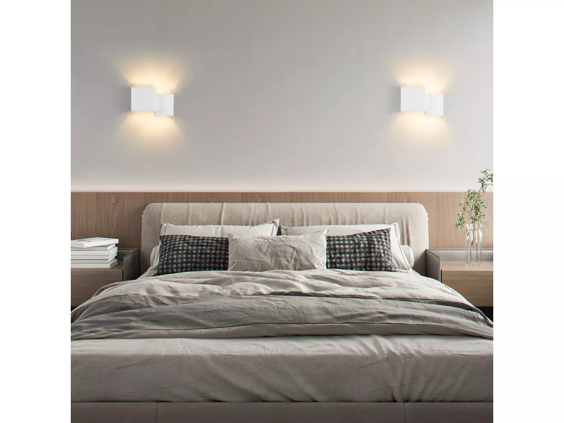 NETTLIFE Applique murale d'intérieur en plâtre blanc G9 moderne pour couloir, escalier, haut et bas