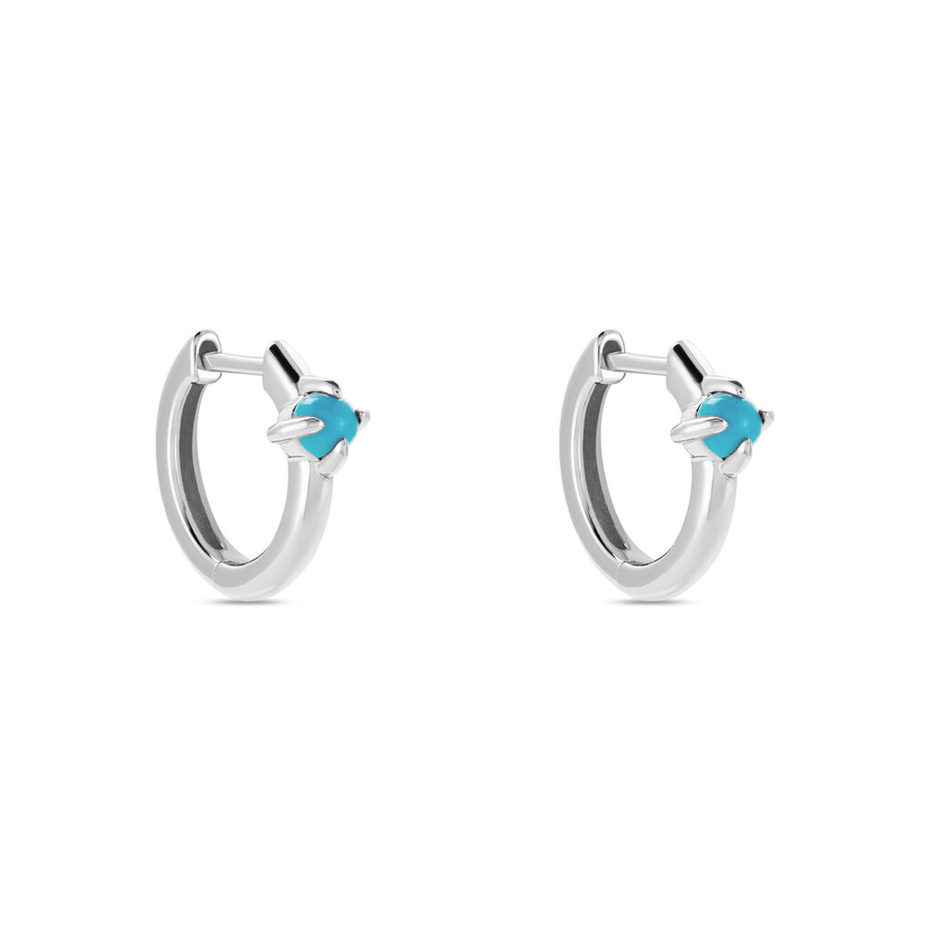 Créoles Goddess Argent Blanc Turquoise